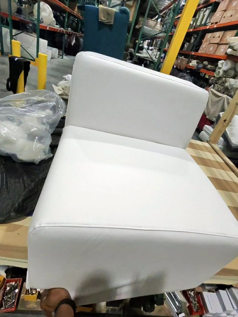 White vinyl bench seat, newly upholstered